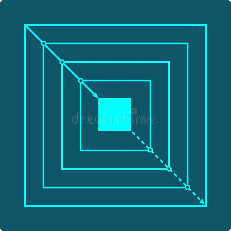 Recursive function visual – nested frames with call and return path a recursive function shown as nested same centered frames бесплатная иллюстрация