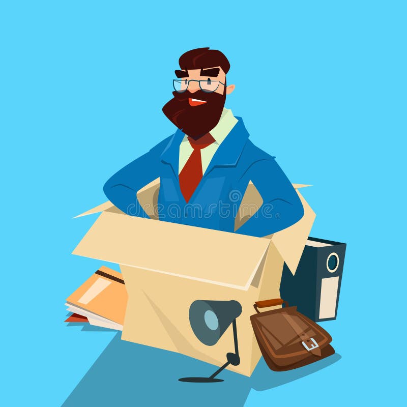 Recursos de Sit In Box Businessman Human do homem de negócio dos desenhos animados ilustração royalty free Recursos de Sit In Box Businessman Human do homem de negócio dos desenhos animados ilustração royalty free