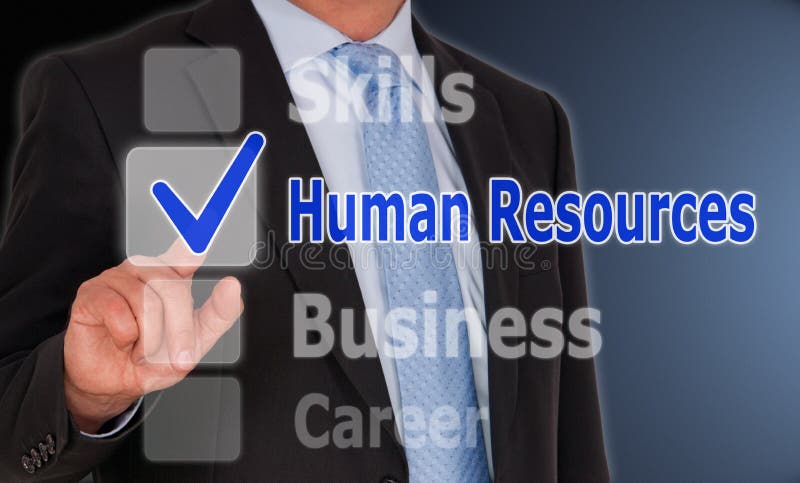 Recursos humanos - gerente com botões do écran sensível fotografia de stock royalty free Recursos humanos - gerente com botões do écran sensível fotografia de stock royalty free