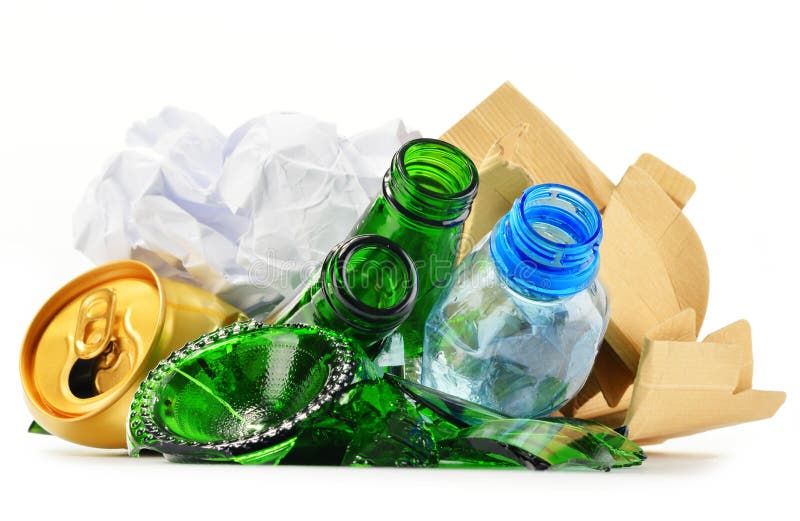 Recyclable Garbage Consisting Of Glass Plastic Metal And Paper Stock