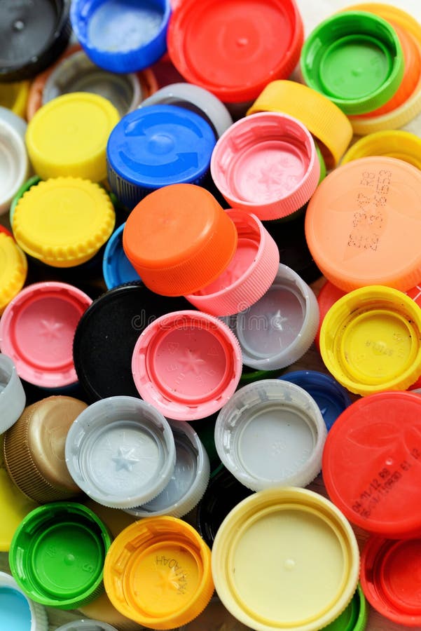 Recyclable plastic caps stock photo. Image of beverage 72347062