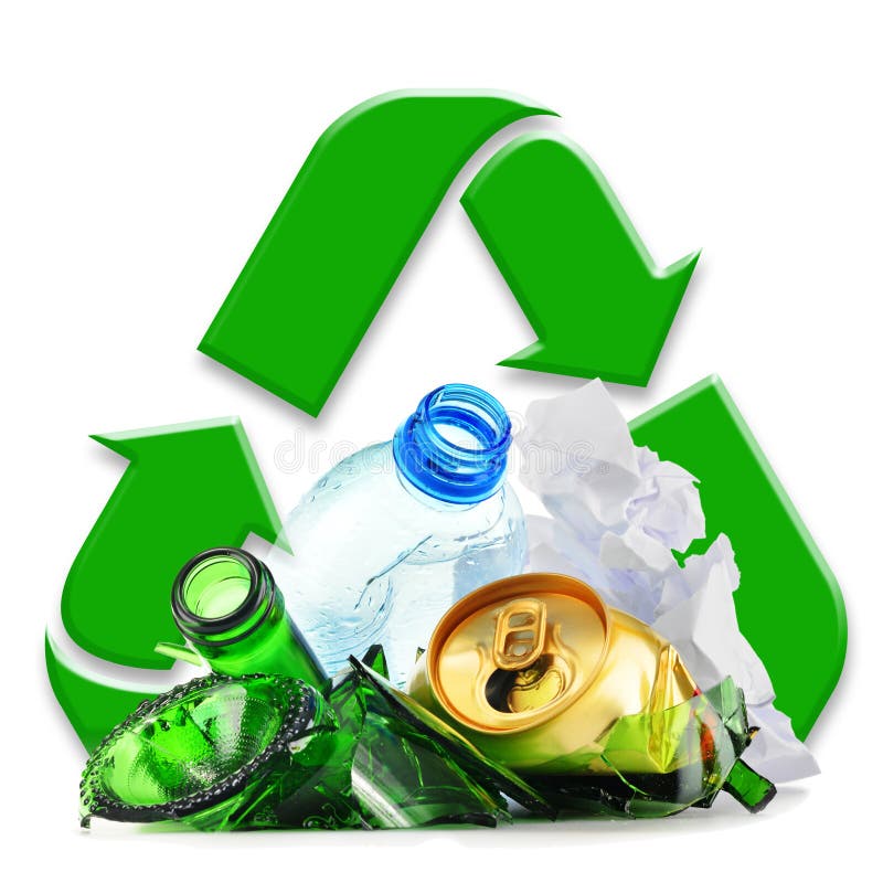 Recyclable śmieciarski składać się z szklany plastikowy metal i papier
