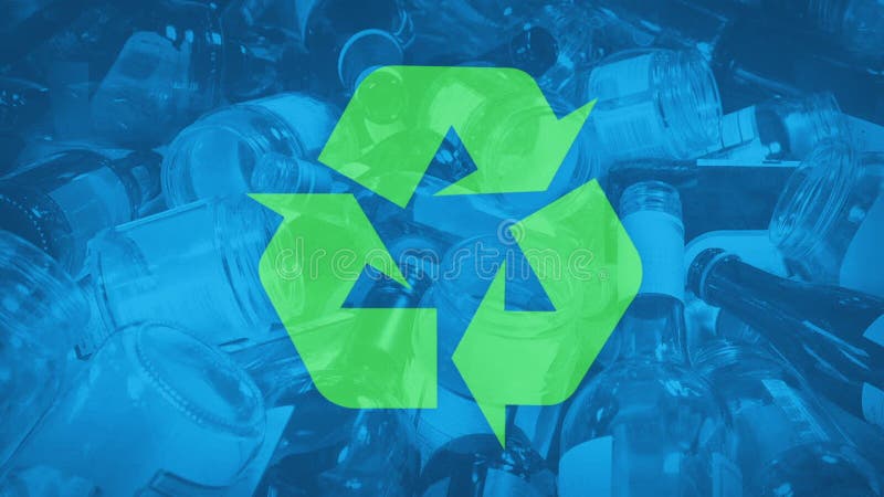 Recyclage symbole de recyclage de verre sur les bouteilles et les jarres mixtes