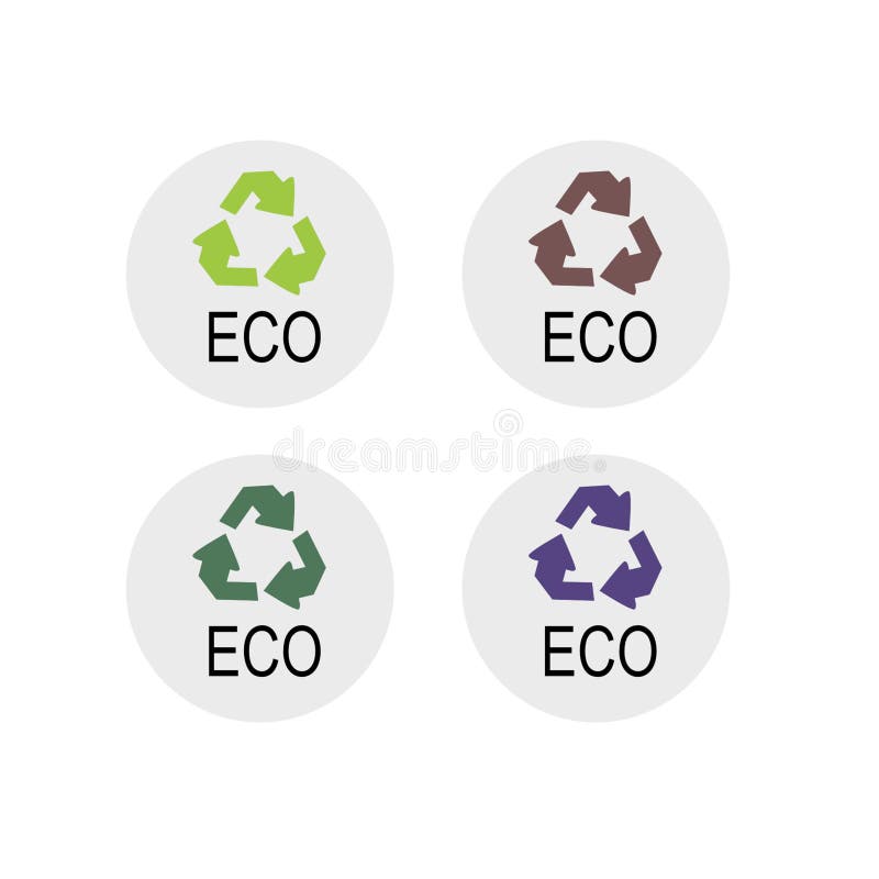 Recycle Arrows Eco Product Badge isolated on White stock illustration