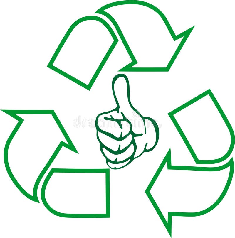 Recycle arrows, hand, recycle sign, recycle sign in 3d, logo in color royalty free illustration