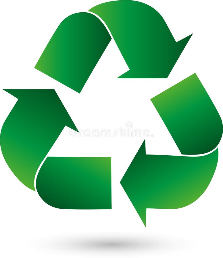 Recycle arrows, recycle sign, recycle sign in 3d, logo in color stock illustration