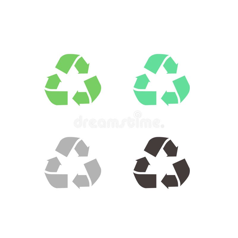 Recycle Arrows Sign Symbol Collection isolated on White vector illustration