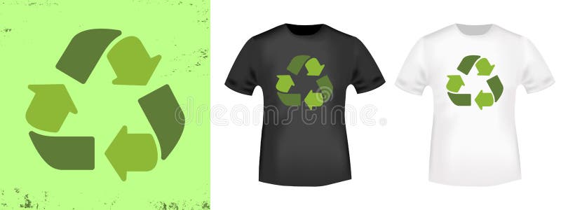 Recycle arrows t-shirt print stamp for tee, t shirts applique, fashion slogan, badge, label clothing, jeans stock illustration
