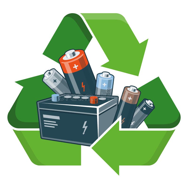 Recycle batteries stock vector. Illustration of sign 54259281