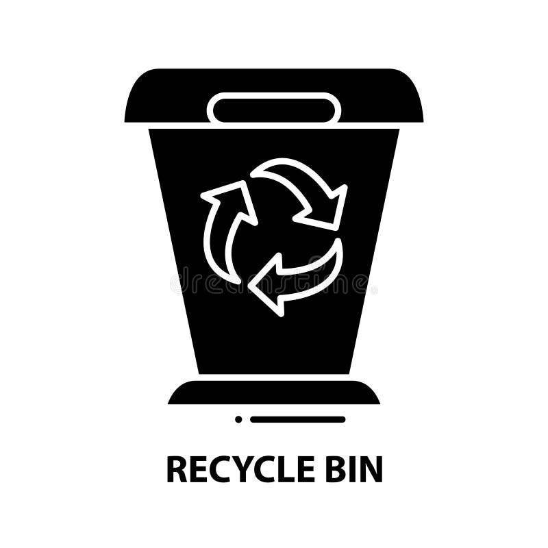 Recycle Bin Icon, Black Vector Sign with Editable Strokes, Concept