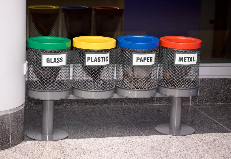 Colorful Recycle Bins in a Public Place Stock Image Image of junk