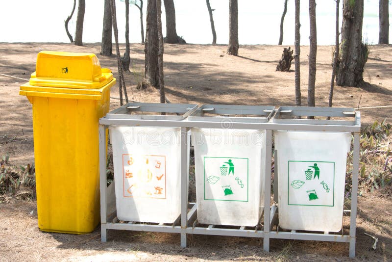 Recycle Bins at Public Park Stock Image Image of group, cement 63817685