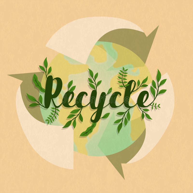 Recycle eco symbol with green planet leaf