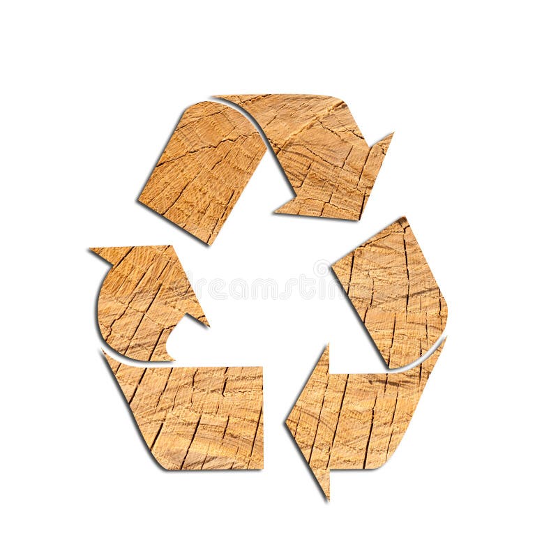Recycle Logo From wood on a white background