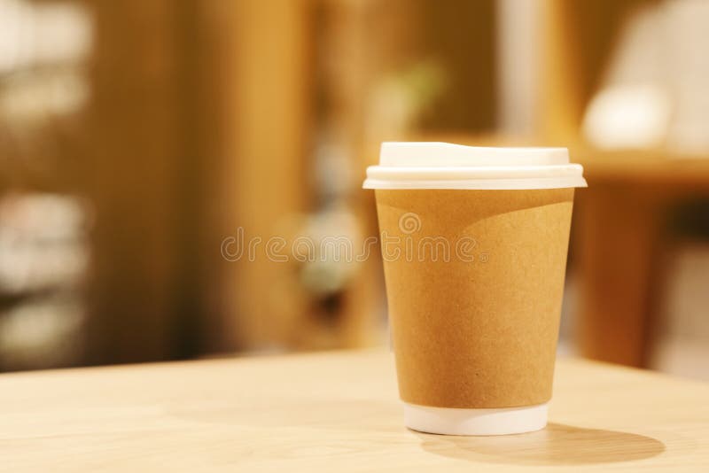 Recycle Paper Coffee Cup in Coffee Cafe Stock Image Image of