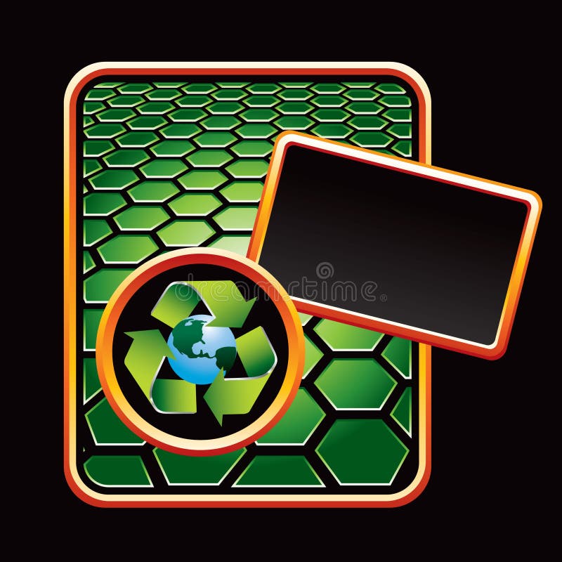 Recycle planet on green hexagon advertisement