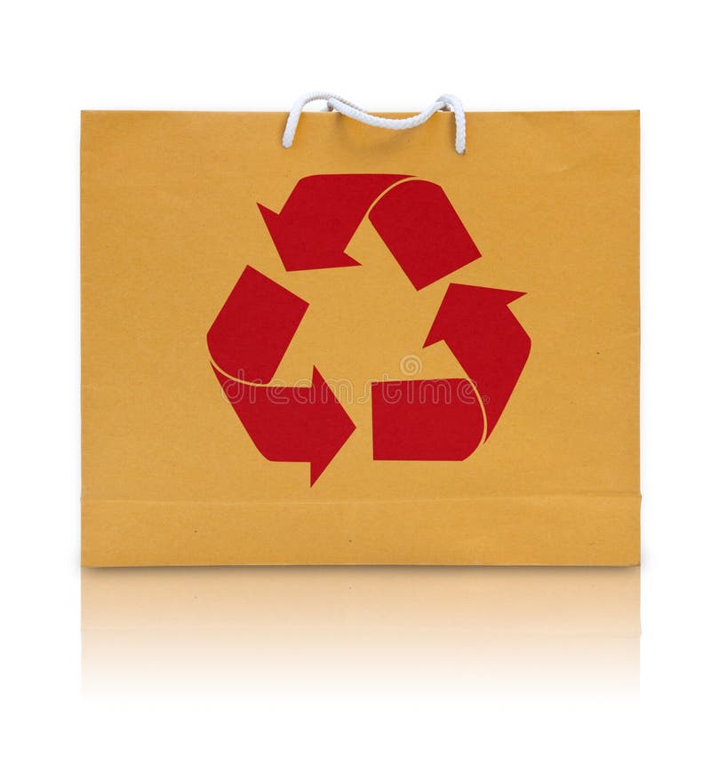 Recycle Sign On Brown Paper Bag Stock Image Image of ecological
