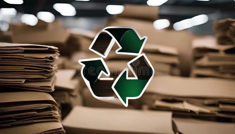Recycle Symbol on a Stack of Cardboard Boxes vector illustration
