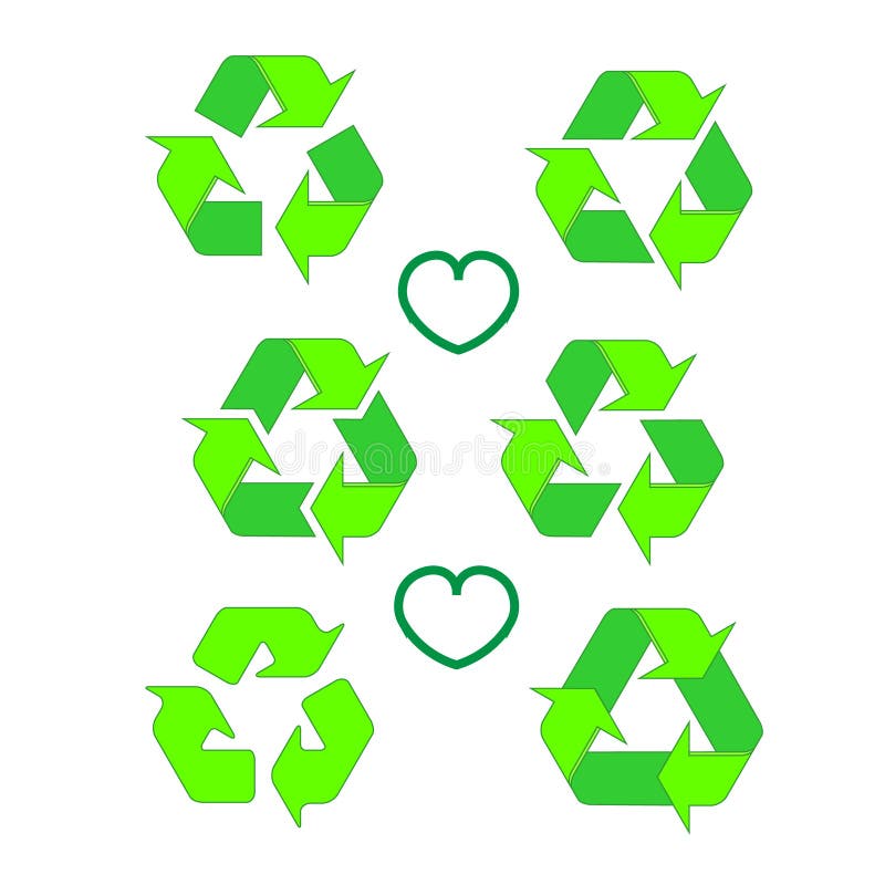 Recycled eco icon set. Recycle arrows ecology symbol. Recycled cycle arrow. Vector illustration isolated on white backgroun stock illustration Recycled eco icon set. Recycle arrows ecology symbol. Recycled cycle arrow. Vector illustration isolated on white backgroun stock illustration
