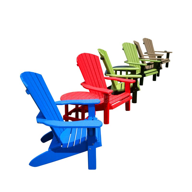 Recycled Plastic Color Adirondack Chairs In Row Stock 