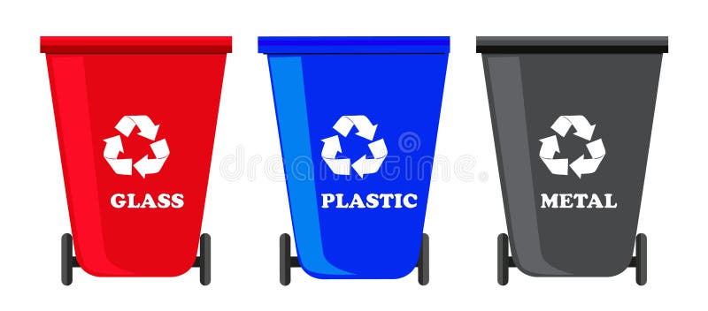Recycleer bakken geplaatst vector stock illustratie Recycleer bakken geplaatst vector stock illustratie