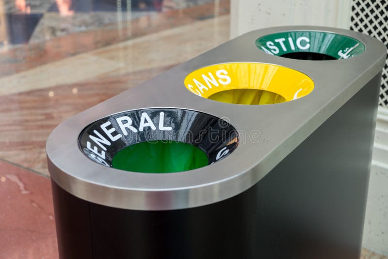 Recycling Bin in a Shopping Mall Stock Image Image of silver, mall