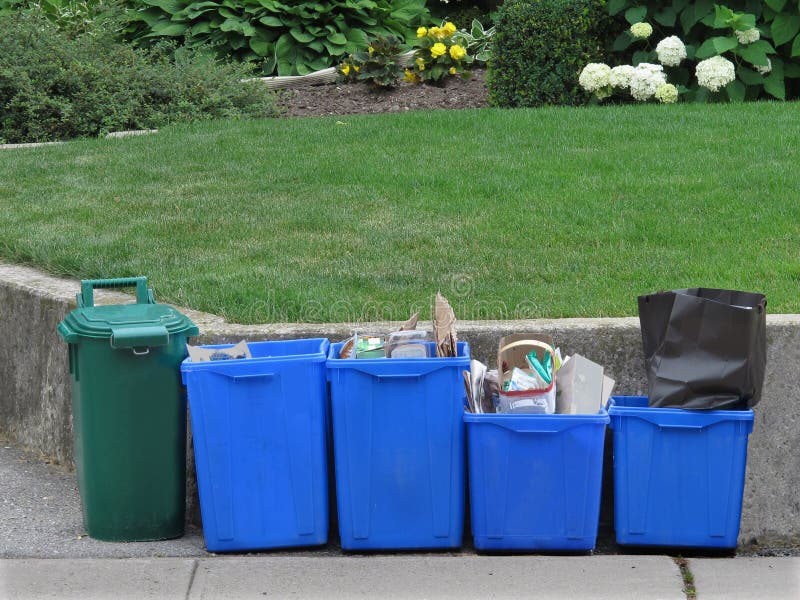 Buckets for waste sorting stock photo. Image of environment 75246292