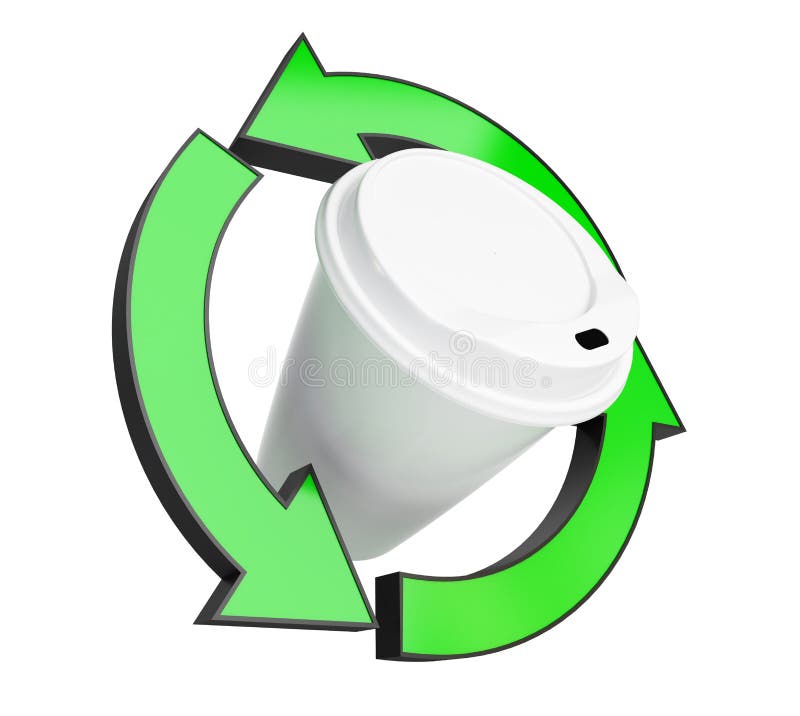 Recycling Coffee Cup on White Background Stock Illustration