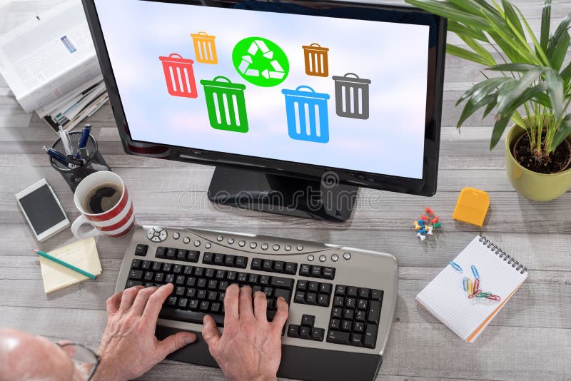 Recycling Concept on a Computer Stock Image Image of environment
