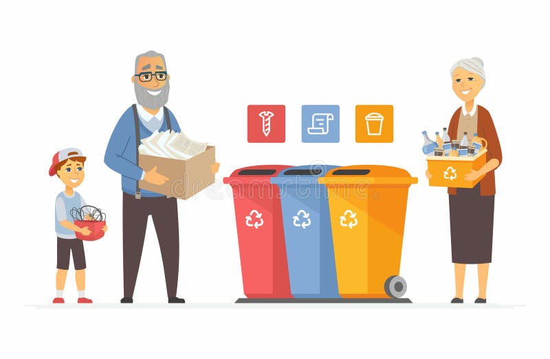 Recycling concept - modern cartoon people characters illustration royalty free illustration Recycling concept - modern cartoon people characters illustration royalty free illustration
