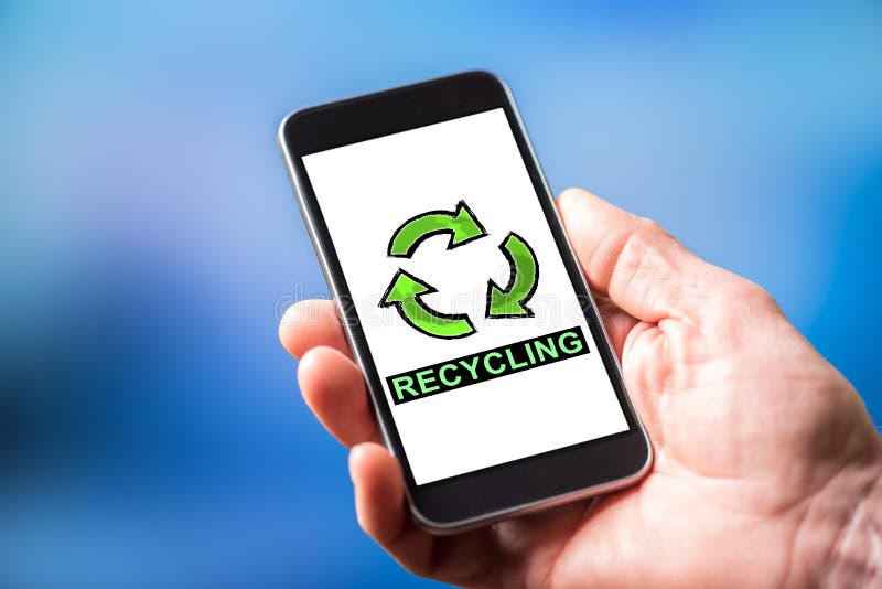 Recycling Concept on a Smartphone Stock Photo Image of application