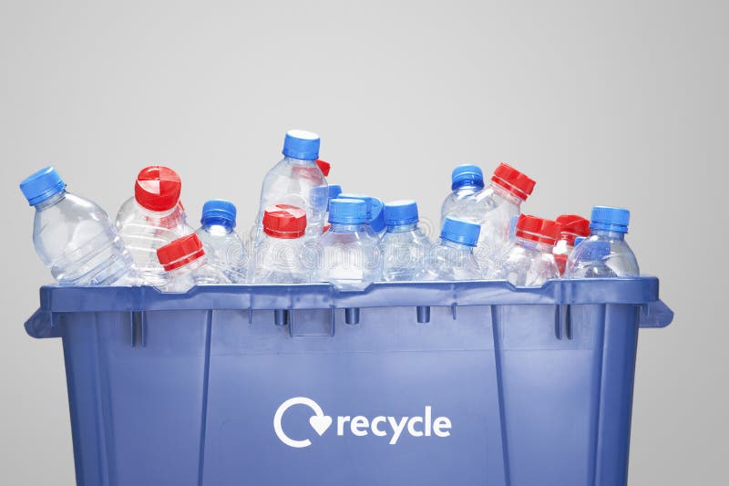 Recycling container filled with empty plastic bottles royalty free stock photos