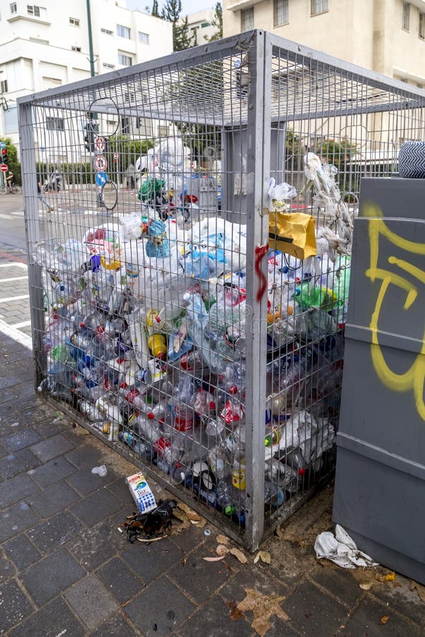 Recycling Container in Tel Aviv, Israel Editorial Photography Image