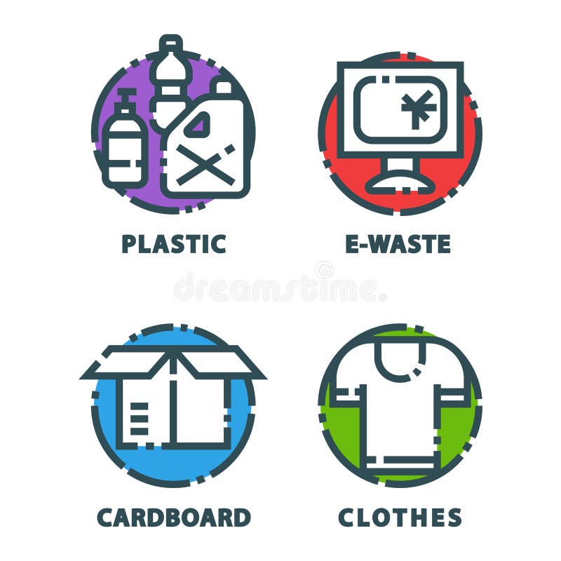 Recycling garbage elements trash bags tires Vector Image