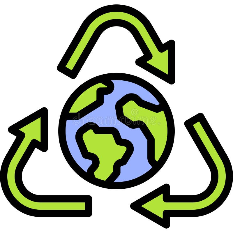 Recycling Symbol Around Earth Icon, Earth Day Related Vector Stock