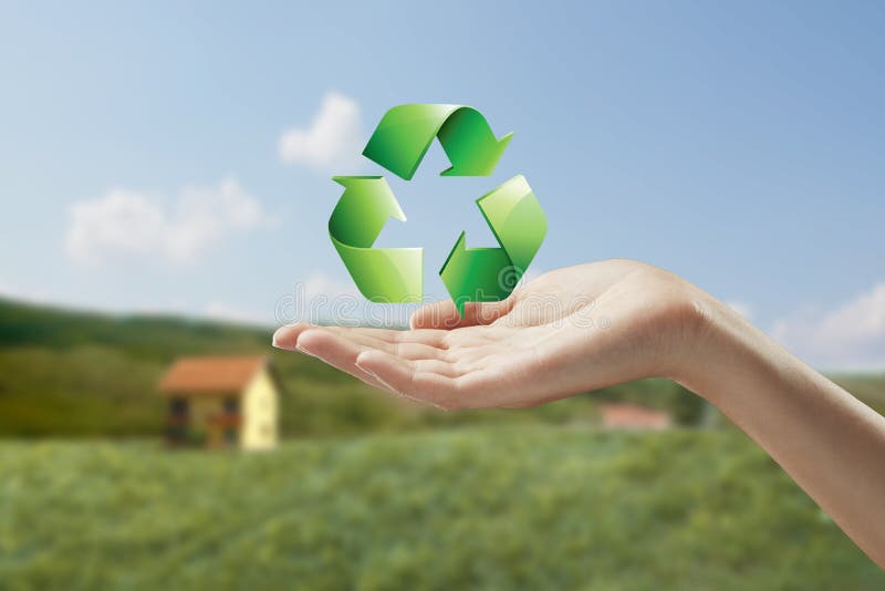 Recycling symbol on a female hand. royalty free stock images Recycling symbol on a female hand. royalty free stock images
