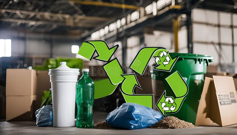 Recycling Symbol in a Warehouse stock illustration