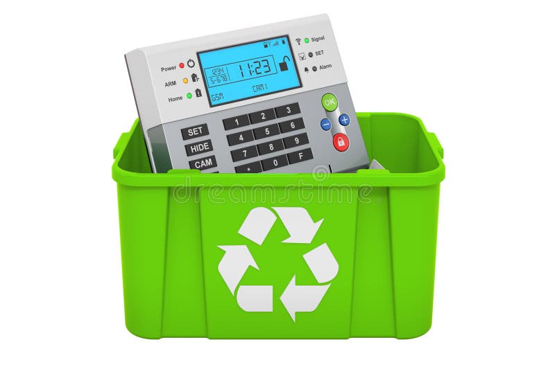Recycling Bin with Alarm Clock Stock Illustration Illustration of