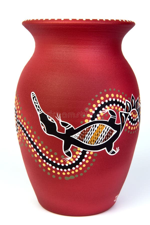 Red aboriginal vase stock image. Image of terracotta, object 8006583