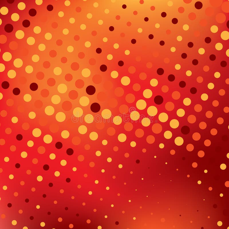 Red abstract background with colorful dots