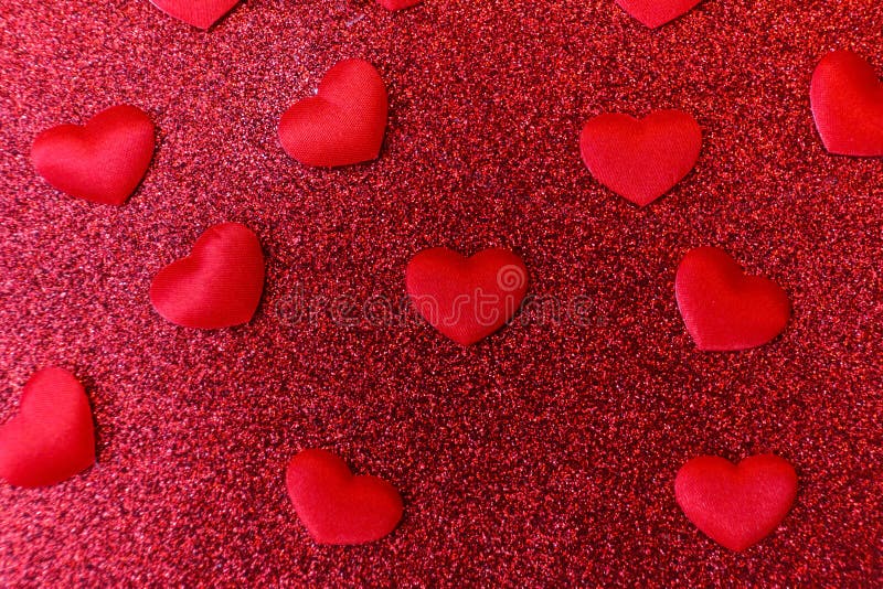 Red abstract background made of hearts for valentine`s day