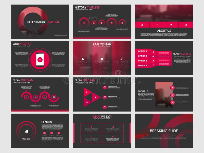 Red Abstract circle presentation templates, Infographic elements template flat design set for annual report brochure flyer royalty free illustration Red Abstract circle presentation templates, Infographic elements template flat design set for annual report brochure flyer royalty free illustration