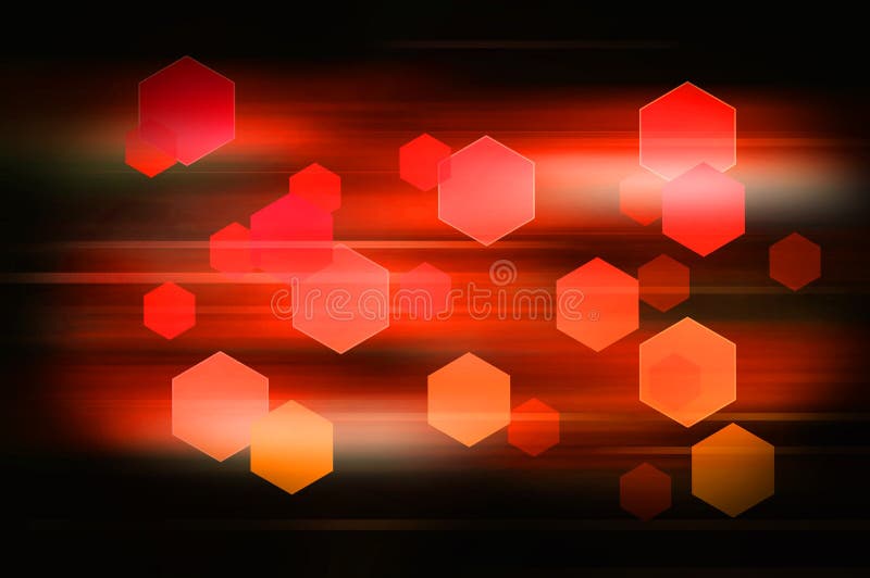 Red abstract hexagons background with horizontal speed lines vector illustration