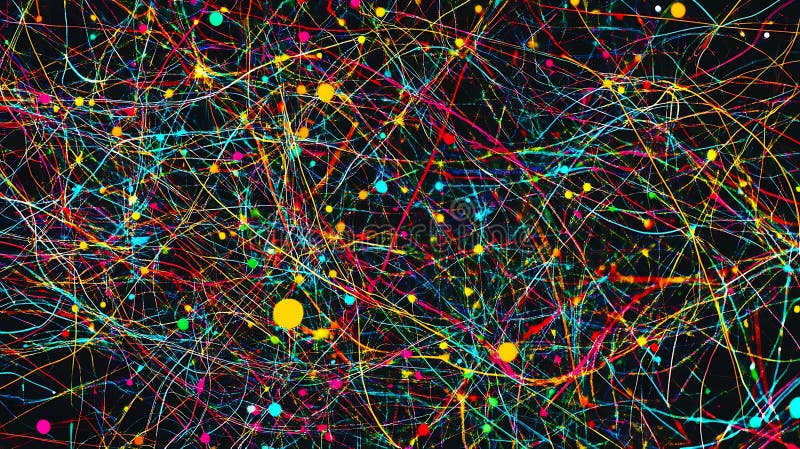 Red abstracta de líneas y puntos coloridos imágenes de archivo libres de regalías