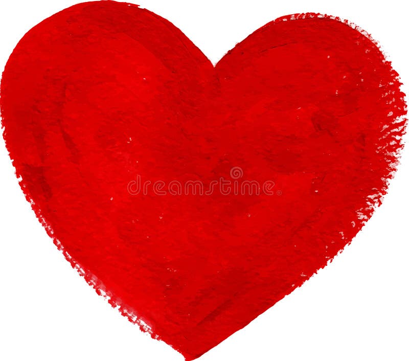 Red acrylic color textured painted vector heart. Acrylic vectors