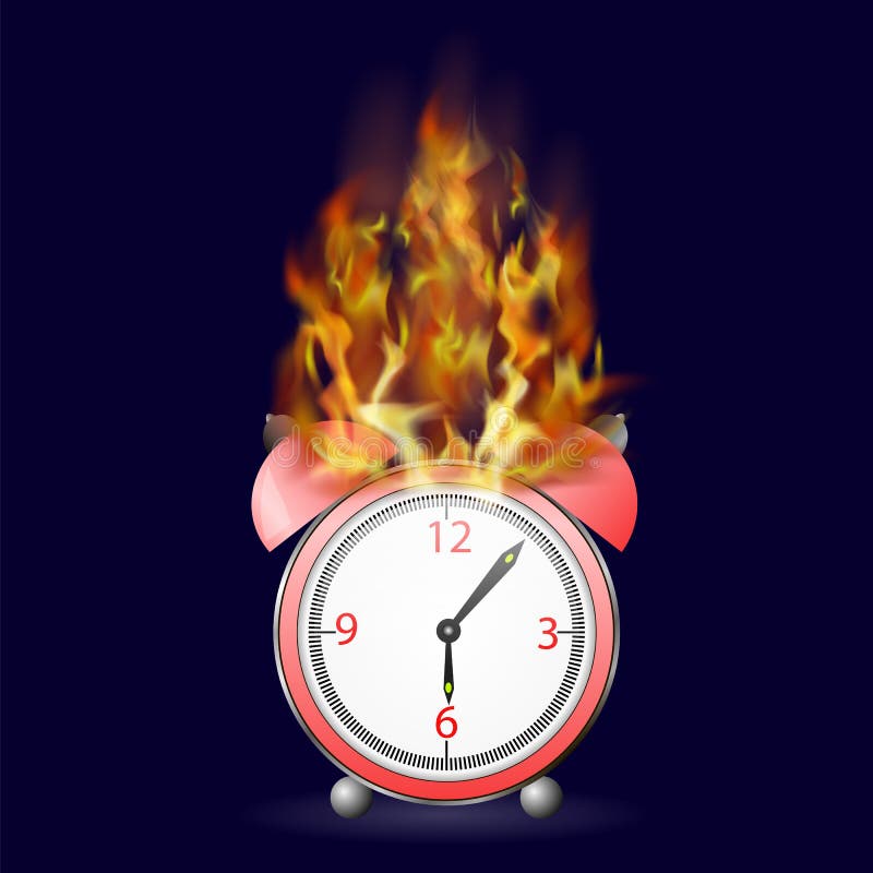 Clock in fire stock vector. Illustration of face, concepts - 28783345