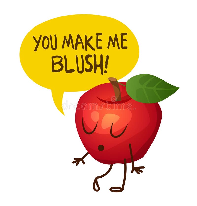 Red Apple Character Says You Make Me Blush. Cartoon Illustration Stock  Illustration - Illustration of emoticon, children: 82233989