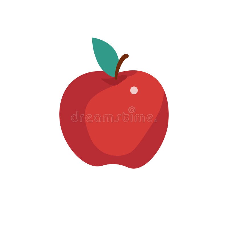 Fructul roșu cu vectorul frunzei verzi ilustrat cu simbolul stilului plat al cunoașterii stock illustration