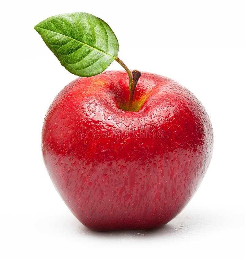 Red apple fruit with water drops