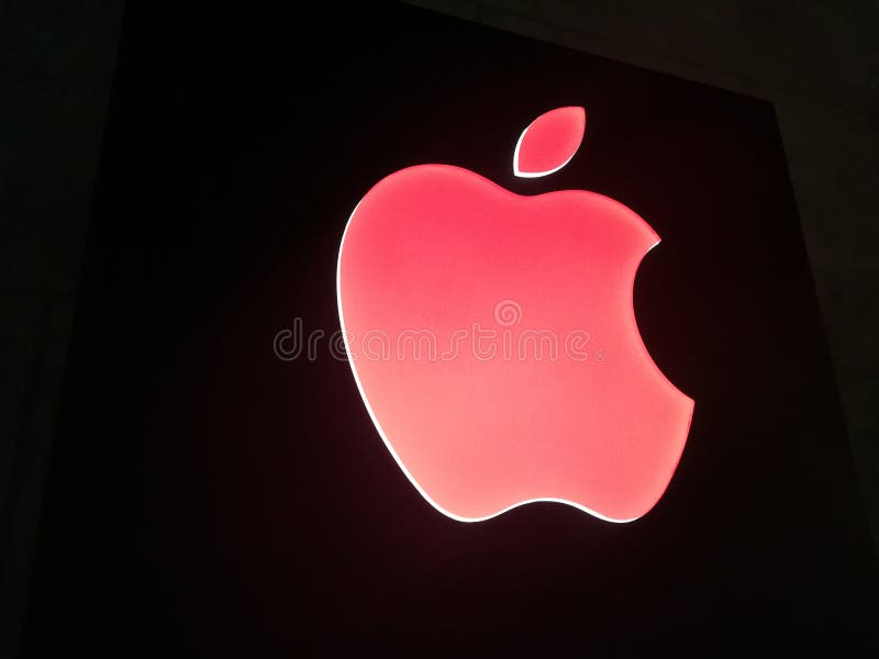Red Apple Logo on Black Background Editorial Stock Photo - Image of brand,  commercial: 115311198